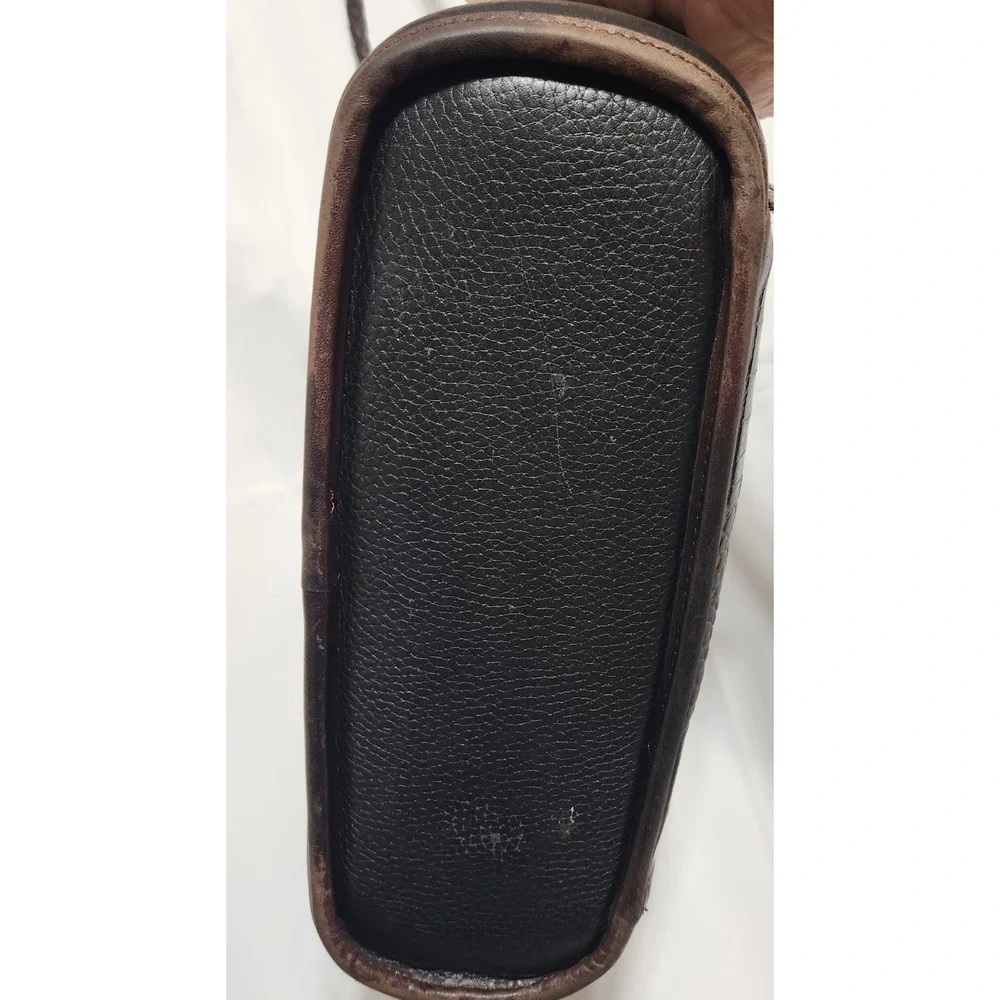 Brighton Black Leather Shoulder Bag Croc Embossed Organizer Wallet Purse Brown